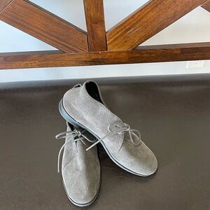 Franco Sarto gray suede booties in a size 6.5 lace up office concert